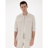 Pierre Cardin Erkek Bej Rahat Kalıp Uzun Kollu Gömlek 50304593-VR011 - XL