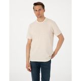 Pierre Cardin Erkek Bej Regular Fit Keten Karışımlı Tişört 50303857-VR011 - S