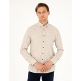 Pierre Cardin Erkek Bej Regular Fit Uzun Kollu Gömlek 50292106-VR011 - S