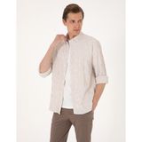 Pierre Cardin Erkek Bej Regular Fit Uzun Kollu Gömlek 50307084-VR011 - S