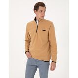 Pierre Cardin Erkek Bej Regular Fit Yarım Fermuarlı Polar Sweatshirt 50314056-VR011 - 3XL