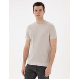 Pierre Cardin Erkek Bej Slim Fit Bisiklet Yaka Triko Tişört 50305991-VR011 - XL
