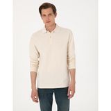 Pierre Cardin Erkek Bej Slim Fit Kıvrılmaz Polo Yaka Basic Pike Sweatshirt 50314048-VR011