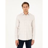 Pierre Cardin Erkek Bej Slim Fit Uzun Kollu Gömlek 50292229-VR011 - XL