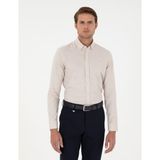 Pierre Cardin Erkek Bej Slim Fit Uzun Kollu Gömlek 50292457-VR011 - XL
