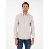 Pierre Cardin Erkek Bej Slim Fit Uzun Kollu Gömlek 50297468-VR011