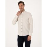 Pierre Cardin Erkek Bej Slim Fit Uzun Kollu Gömlek 50311562-VR011 - XL