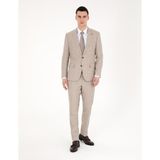 Pierre Cardin Erkek Bej Slim Fit Yün Keten Karışımlı Çizgili Takım Elbise 50285350-VR011 - 6 Drop