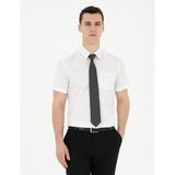 Pierre Cardin Erkek Beyaz %100 Pamuk Parlak Saten Regular Fit Kısa Kollu Basic Gömlek 50286403-VR013