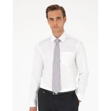 Pierre Cardin Erkek Beyaz %100 Pamuk Parlak Saten Regular Fit Uzun Kollu Basic Gömlek 50292536-VR013 - 4XL