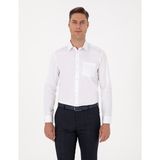Pierre Cardin Erkek Beyaz %100 Pamuk Parlak Saten Regular Fit Uzun Kollu Basic Gömlek 50313177-VR013