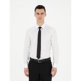 Pierre Cardin Erkek Beyaz %100 Pamuk Parlak Saten Slim Fit Uzun Kollu Basic Gömlek 50286102-VR013 - 4XL