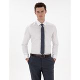 Pierre Cardin Erkek Beyaz %100 Pamuk Parlak Saten Slim Fit Uzun Kollu Basic Gömlek 50305127-VR013