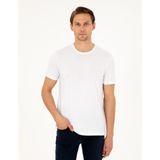 Pierre Cardin Erkek Beyaz %100 Pamuk Slim Fit Bisiklet Yaka Basic Tişört 50306980-VR013