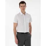 Pierre Cardin Erkek Beyaz Basic Regular Fit Kısa Kollu Cepli Gömlek 50307003-VR013
