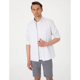 Pierre Cardin Erkek Beyaz Desen Baskılı Slim Fit Uzun Kollu Gömlek 50303451-VR053 - Yavruağızı - XL