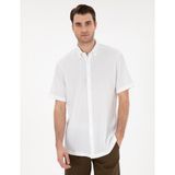 Pierre Cardin Erkek Beyaz Dokulu Rahat Kalıp Kısakollu Gömlek 50307091-VR013 - 2XL