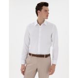 Pierre Cardin Erkek Beyaz İtalyan Yaka Armürlü Uzun Kollu Gömlek 50303375-VR013 - 2XL