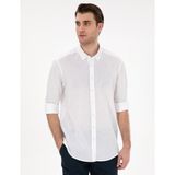 Pierre Cardin Erkek Beyaz Keten Karışımlı Regular Fit Uzun Kollu Gömlek 50303388-VR013 - XL