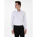 Pierre Cardin Erkek Beyaz Regular Fit Armürlü Uzun Kollu Gömlek 50303376-VR013 - S