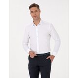 Pierre Cardin Erkek Beyaz Regular Fit Armürlü Uzun Kollu Gömlek 50312180-VR013 - XL