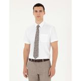 Pierre Cardin Erkek Beyaz Regular Fit Kısa Kollu Basic Gömlek 50286243-VR013 - XL