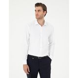 Pierre Cardin Erkek Beyaz Slim Fit Armürlü Uzun Kollu Gömlek 50296573-VR013