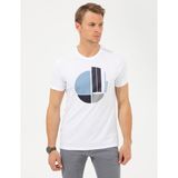 Pierre Cardin Erkek Beyaz Slim Fit Baskılı Bisiklet Yaka Tişört 50254025-VR013 - XXL