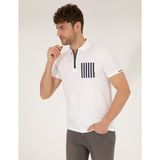 Pierre Cardin Erkek Beyaz Slim Fit Fermuarlı Polo Yaka Tişört 50263932-VR013 - 3XL
