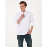 Pierre Cardin Erkek Beyaz Slim Fit Kıvrılmaz Polo Yaka Basic Pike Sweatshirt 50314048-VR013 - 2XL