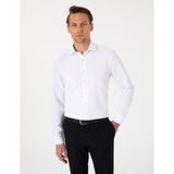 Pierre Cardin Erkek Beyaz Slim Fit Uzun Kollu Armürlü Gömlek 50307108-VR013