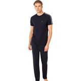 Pierre Cardin Erkek Bisiklet Yaka Penye Kısa Kol Pijama Takım - Lacivert - 2XL