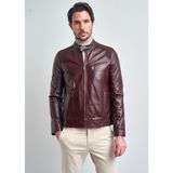 Pierre Cardin Erkek Bordo Basic Kısa Deri Ceket - 48