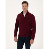 Pierre Cardin Erkek Bordo Regular Fit Yarım Fermuarlı Polar Sweatshirt 50314056-VR014 - XL