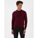 Pierre Cardin Erkek Bordo Slim Fit Çeyrek Yaka Basic Triko Kazak 50315456-VR177 - Plum