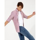 Pierre Cardin Erkek Bordo Slim Fit Keten Görünümlü Gömlek 50252491-VR014