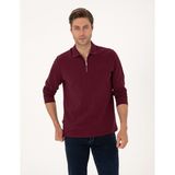 Pierre Cardin Erkek Bordo Slim Fit Kıvrılmaz Fermuarlı Polo Yaka Basic Pike Sweatshirt 50314046-VR014