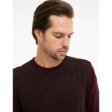 Pierre Cardin Erkek Bordo Slim Fit Triko Kazak 50218114-VR014
