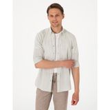 Pierre Cardin Erkek Çağla Keten Görünümlü Slim Fit Uzun Kollu Gömlek 50307025-VR016 - XL