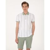 Pierre Cardin Erkek Çağla Yeşili Çizgi Detaylı Slim Fit Polo Yaka Tişört 50307519-VR016