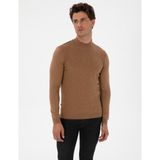 Pierre Cardin Erkek Camel Melanj Slim Fit Yarım Balıkçı Yaka Triko Kazak 50318128-VR122