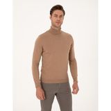 Pierre Cardin Erkek Camel Slim Fit Balıkçı Yaka Basic Triko Kazak 50314202-VR015 - 2XL