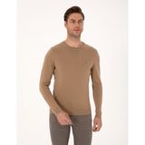 Pierre Cardin Erkek Camel Slim Fit Bisiklet Yaka Basic Triko Kazak 50314192-VR015 - XL