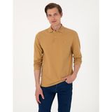 Pierre Cardin Erkek Camel Slim Fit Kıvrılmaz Polo Yaka Basic Pike Sweatshirt 50314048-VR015