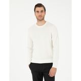 Pierre Cardin Erkek Ekru Regular Fit Bisiklet Yaka Yün Karışımlı Triko Kazak 50296451-VR019 - 4XL