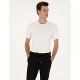 Pierre Cardin Erkek Ekru Regular Fit Kalın Dokulu Bisiklet Yaka Basic Tişört 50308037-VR019