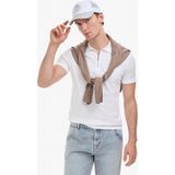 Pierre Cardin Erkek Ekru Slim Fit %100 Pamuk Kıvrılmaz Fermuarlı Polo Yaka Basic Tişört 50325311-VR019 - XL