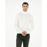 Pierre Cardin Erkek Ekru Slim Fit Balıkçı Yaka Yün Karışımlı Triko Kazak 50296445-VR019 - 3XL