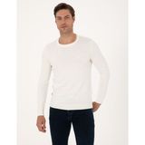 Pierre Cardin Erkek Ekru Slim Fit Bisiklet Yaka Basic Triko Kazak 50315509-VR019