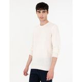 Pierre Cardin Erkek Ekru Slim Fit Bisiklet Yaka Kaşmir Triko Kazak 50303471-VR019 - XL